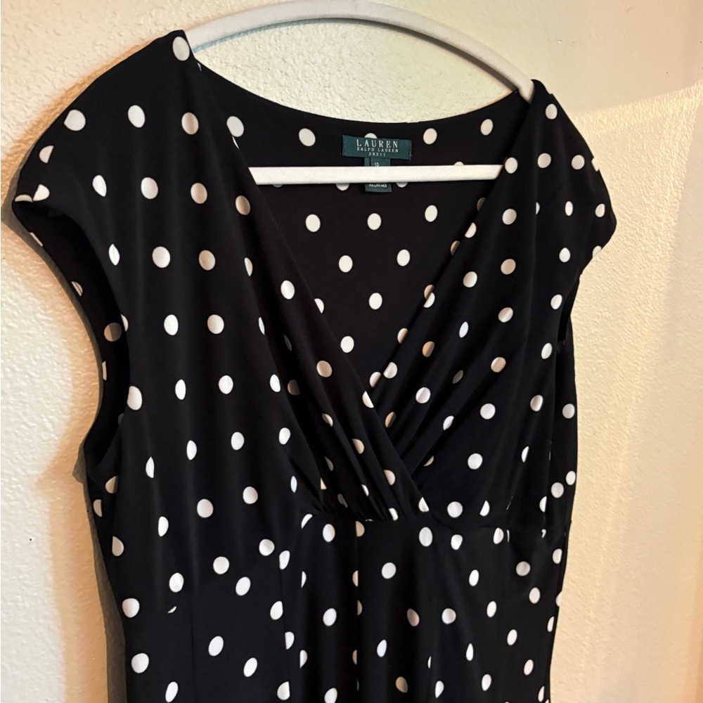 Lauren by Ralph Lauren Polkadot Dress B&W 10